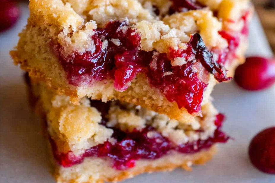 Easy One-Bowl Cranberry Orange Shortbread Bars Recipe
